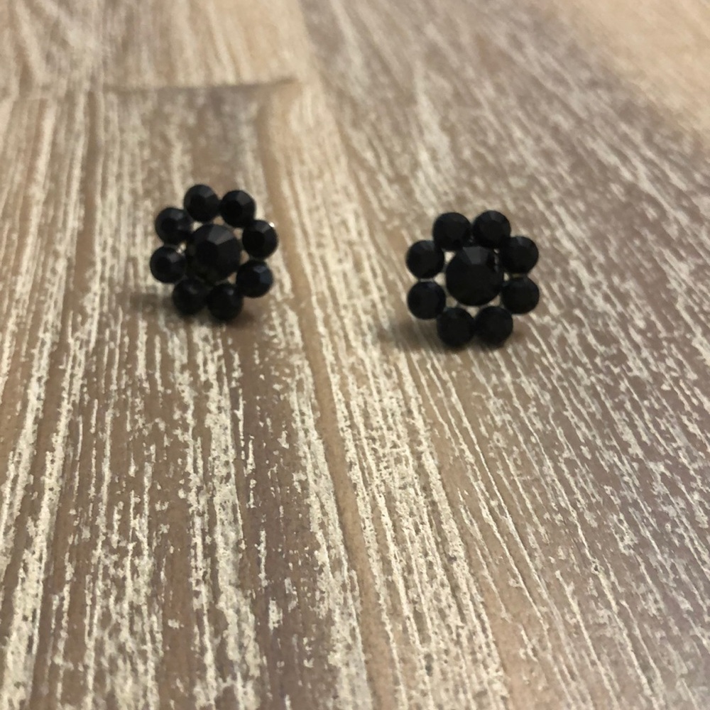 Tarina Tarantino flower crystal earrings bundle: black, pink and brown